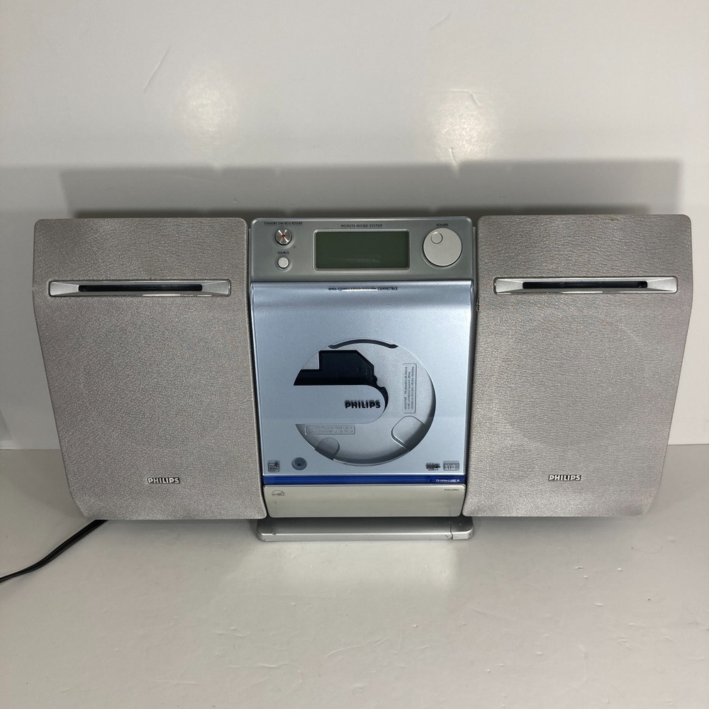 Philips MCM275 Micro Stereo System CD Radio w/ Speakers MP3 NO Remote - TESTED